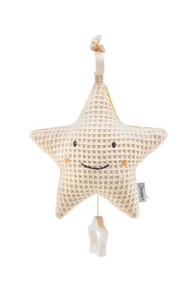 Muziekdoos medium ster ecru om vast te binden, baby slaaphulp met geïntegreerd speelwerk om op te trekken, melodie: weet je hoeveel ster staat, vanaf de geboorte voor meisjes en jongens