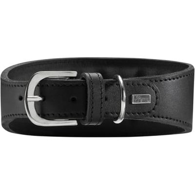 HUNTER Collar de Perro Super Suave, de Piel, Acolchado, Talla 47 (S-M), Color Negro