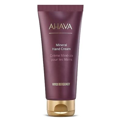 AHAVA Vivid Burgundy Mineral Hand Cream 100ml - Exclusive Blend of Dead Sea Minerals That Hydrate and Soothe Dry Hands Making them Soft and Supple.