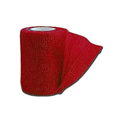 Previs - Bande Élastique PREVITNT, Bande Cohésive en Tissu Non Tissé avec Micropointes de Latex de Caoutchouc Naturel, Couleur Rouge, Extension Max 4,5 m x h 10 cm, 10 Rouleaux emballés individuellement