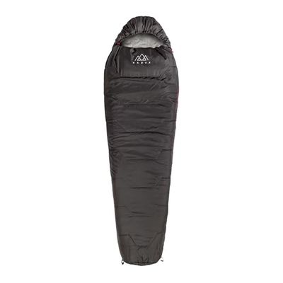 KADVA Camping-slaapzak Mumio L 230 x 80 cm zwarte slaapzak winter met capuchon voor het hoofd comforttemperatuur 4 graden ideaal voor de winter hoge warmte-opslag ripstop-technologie