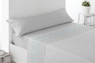 Miracle Home. Roda 3-Piece Bedding Set, Fitted Sheet, Flat Sheet and Pillowcase, Anti-Peeling, 50% Cotton, 50% Brushed Microfibre, Grey, 105 x 200 cm for 105 cm Bed