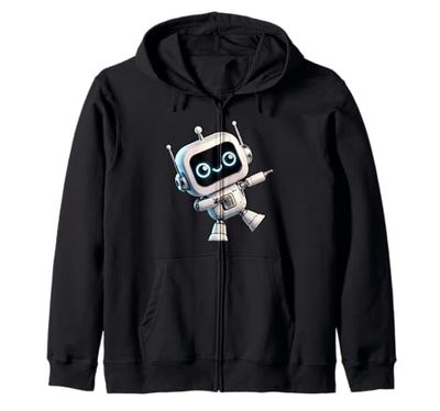 Funny Dabbing Robot Robotic Retro Robot Art Boy Costume Zip Hoodie