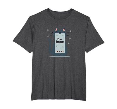 Asistente de ronroneo: Lindo diseño de teléfono Inteligente de Gato para Amantes de Las Camiseta, Hombre Tallas Grandes, Jaspeado Oscuro, 4X Alto