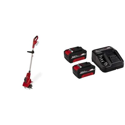 Einhell Motoazada con batería, 18 V, Iones de Li, regulación de Velocidad & PXC-Kit Inicio PXC 18V 2x3,0 Ah (2 baterías y Cargador, para Todos los Dispositivos PXC