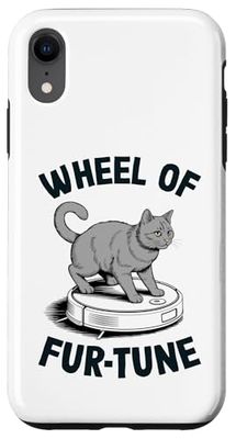 Wheel Of Fur-Tune Cat On Robot Vacuum Cleaner Cat Case for iPhone XR