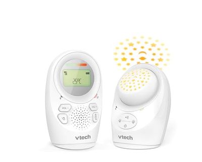 Vtech DM1212 Digitale audio-babyfoon – DECT-technologie, intercomfunctie, geluidsniveau-indicator, temperatuursensor, sterrenhemel-nachtlampje en nog veel meer – met ouder- en babyunit