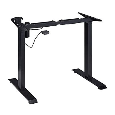 Relaxdays Patas de Mesa Altura Regulable, Eléctricas, Extensibles, 71-121 cm, Marco Escritorio, Acero, Negro, 71 x 86 x 65 cm