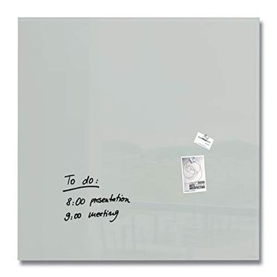 SIGEL GL203 Lavagna magnetica in vetro premium, superficie lucida, 100 x 100 cm, montaggio facile, grigio, Artverum