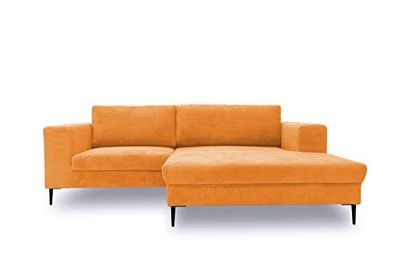 DOMO. collection Modica Canapé d'angle Moderne en Forme de L sans Sol - 244 x 173 x 83 cm (l x p x h) - Orange