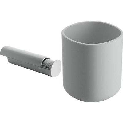 Alessi Birillo - Dispensador de Discos desmaquillantes, Color Blanco + Birillo PL03 W - Vaso para Cepillos de Dientes de Diseño en PMMA, Blanco