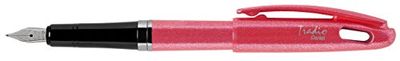 Pentel Tradio Iridescence vulpen, 12 stuks, roze met blauwe inkt