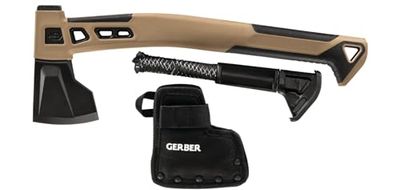 Gerber Camping- en outdoorstuk, inclusief holster, met paracord en opbergvak, Bushcraft Axe, gehard staal met PTFE-coating, bruin, 31-003789