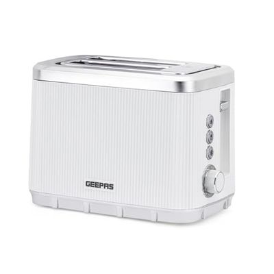 GEEPAS 2 Slice Toaster | 7 Browning Levels Cancel Defrost Reheat | For Thin Small Bread Slice Removable Crumb Tray Cool Touch Housing High Lift Space-Saving Design | 2 Yr Warranty 930W White Arcus
