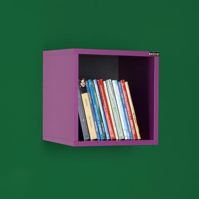Stijlvolle paarse wandplank, 33 x 33 x 19 cm, 100% melamine gecoat deeltjesbord, 16 mm dik, perfect voor moderne woondecoratie en opslagoplossingen