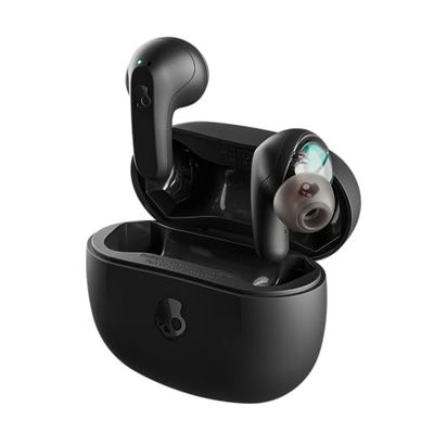 Skullcandy Rail Écouteurs Intra-Auriculaires sans Fil, Autonomie 42 h, Skull-iQ, Compatible Alexa, Microphone, Compatible iPhone + Android + Appareils Bluetooth - Noir