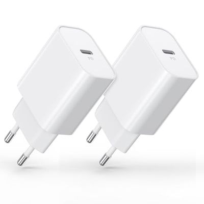 30W Chargeur i-Phone, Chargeur USB C, PD 3.0 Chargeur Rapide, Adaptateur USB-C Alimentation Compatible avec i-Phone 16/15/14/13/12 Plus Pro Max Mini, iPad, Samsung Galaxy S24/S23/22 (2-Pack)
