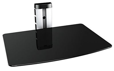 RICOO HiFi regał ścienny ze szklanym regałem na kable DVD-S1, regał na telewizor, uchwyt ścienny ze szklaną półką do odtwarzacza Blu-ray, DVD, projektora, PlayStation PS5, PS4, Xbox, regał szklany do