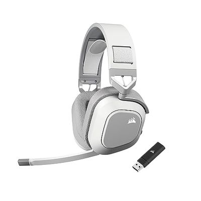 Corsair HS80 MAX Cuffie da Gioco Multipiattaforma Senza Fili con Bluetooth - Dolby Atmos - Microfono omnidirezionale - Compatibile iCUE - PC, Mac, PS5, PS4, Nintendo Switch, Mobile - Bianco