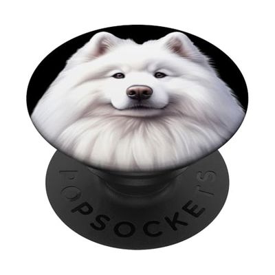 Retrato de perro samoyedo PopSockets PopGrip Adhesivo