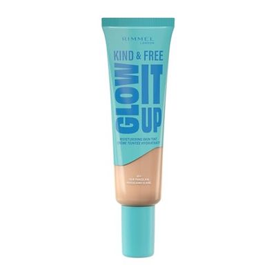 Rimmel London Kind & Free GLOW IT UP Fondotinta Idratante, 001, Fair Porcelain, Lenisce la pelle sensibile, Colorito sano e luminoso, Idrata per tutto il giorno, 30 ml