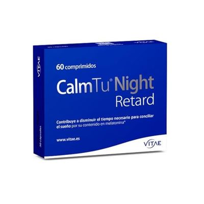 Vitae CalmTu Night Retard 60 comprimidos | Melatonina (1,95mg), Valeriana, Pasiflora, Amapola de California y Melisa | Liberación retardada | Insomnio | Dormir y descansar | Sin efectos secundarios