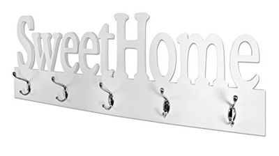 HAKU Möbel Appendiabiti da parete, MDF, bianco-cromo, L 74 x P 7 x A 28 cm