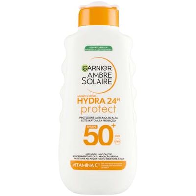 Garnier Ambre Solaire Hydra 24H Skydda Latte SPF50 175 ml - Icke-fettfri - Vattentålig - Vitamin E - Godkänd av Cruelty-Free International