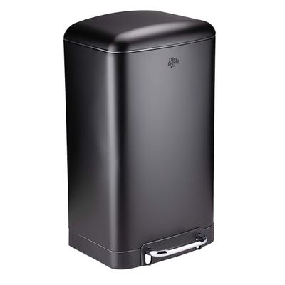 BLACK+DECKER Dirt Devil Poubelle à pédale 30 l – Poubelle avec fermeture amortie – Acier inoxydable – Seau intérieur amovible – 34,5 x 32,5 x 61,5 cm – Noir