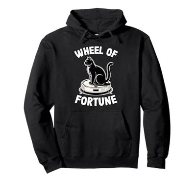 Wheel Of Fortune Cat On Robot Vacuum Cleaner Cat Pullover Hoodie
