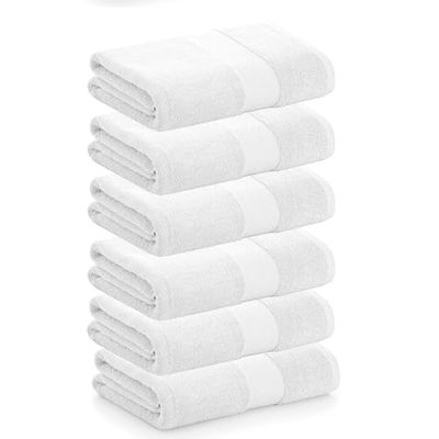 PADUANA | Pack 6 sminkhanddukar 30 x 50 vita 100% bomull kammade - snabbtorkande, snabbtorkande, maximal absorption - finns i sminkbord, handfat, dusch och badrum