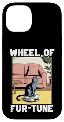 Wheel Of Fur-Tune Cat On Robot Vacuum Cleaner Cat Case for iPhone 14