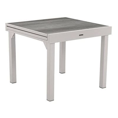 Hespéride - Table de Jardin Extensible Piazza Blanc - 8 Places - Aluminium Traité Epoxy Antirouille - Mobilier d'Extérieur pour Terrasse Balcon