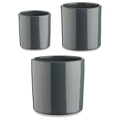 Ibergarden Set de Pots Ø 14 cm Ø 22 cm Ø 17 cm Cylindre 3 Pièces Anthracite