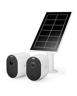 Arlo Pro 5 Wireless Outdoor Home Security Camera with Solar, 2 Cam Kit, CCTV, Advanced Colour Night Vision, 2K HDR, 2-Way Audio, Free trial of Arlo Secure Plan, White & FREE Solar Panel Charger