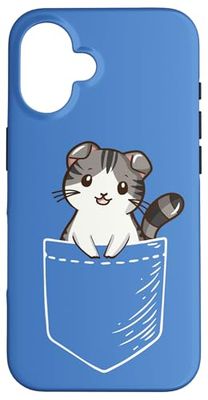 Funny Kawaii Kids Pocket Scottish Fold Lover Custodia per iPhone 16