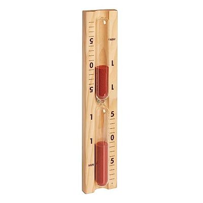TFA Dostmann Clessidra per Sauna analogica 15 Minuti, 40.1058.11, Realizzata in Materiali Resistenti al Calore Pino e Vetro, Perfetto Come Accessorio per Sauna, Sabbia Rossa, Marrone