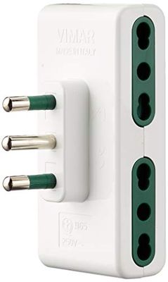 VIMAR, RI.01165B Adattatore multiplo SICURY, spina 16A (grande) standard italiano tipo S17, 4 Bpresa 16A tipo P17/11, bianco