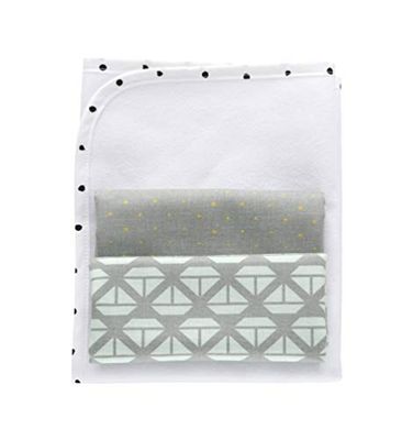 Cambiador 3 en 1 para bebé + 2 almohadillas de muletón, 100% algodón, impermeable, transpirable, 49 x 60 cm, barcos verde menta