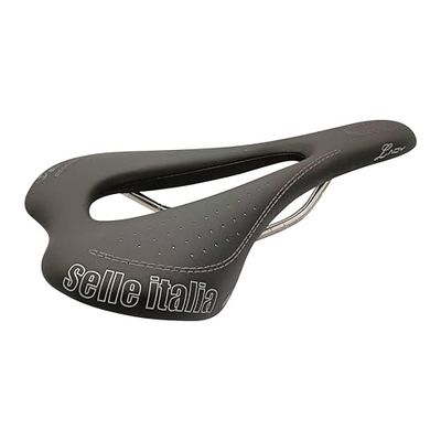 Selle Italia SLR Lady TI 316 Superflow - Selim de bicicleta de estrada e gravidade para mulher com gel suave, orifício super confortável, quadro TI 316 - tamanho L, preto