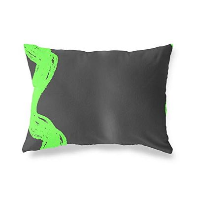 BonaMaison Néon Vert-Fumée Housse de Coussin Motif, Taie d'oreiller pour Lit Voiture Canapé Maison Salon Chambre, Décoration D'intérieur, 35x50 Cm - Conçu et Fabriqué en Turquie
