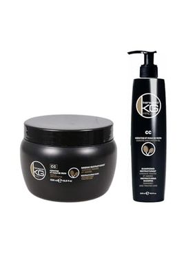 KERAGOLD PRO CC – Lot de 2 Soins Capillaires – Shampoing 500ml + Masque 500ml – Kératine & Huile de Ricin pour Fortification et Croissance des Cheveux
