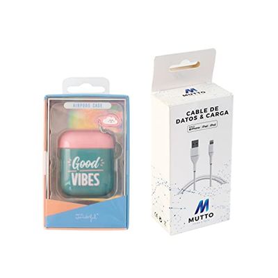 Pack étui Airpods Good Vibes + câble de données USB-Lightning MFI