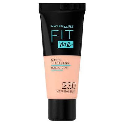 Maybelline New York Fondotinta Fit Me Matte&Poreless, Finish Opacizzante e Fissante, Tonalità: 230 Natural Buff