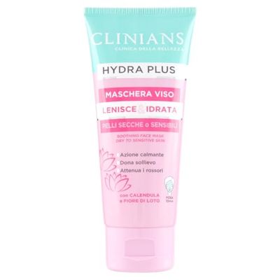 CLINIANS | Hydra Plus Masque Apaisant pour le Visage, Dermatologiquement testé, Made in Italy, 75 ml