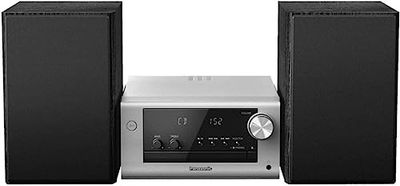 Panasonic SC-PM704EG-S - Sistema estéreo Compacto Micro HiFi con CD, Dab+/FM Radio, USB y Bluetooth, Altavoces de 80 W, Control de Graves, Color Plateado