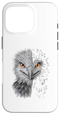 Fierce Eagle with Striking Orange Eyes, Half Sketch Art Hawk Case for iPhone 16 Pro