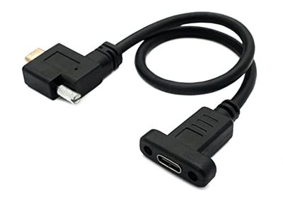SYSTEM-S USB 3.1 kabel 30 cm type C stekker naar bus schroef hoek adapter in zwart
