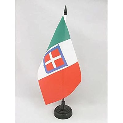 AZ FLAG - Kingdom of Italy 1861-1946 Table Flag 5'' x 8'' - Italian royal Office Flag 100% Polyester 21 x 14 cm - Mini Desk Flag with 10'' Pole and Black Plastic Base