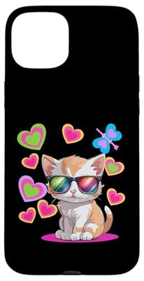 Occhiali da sole con gatto anni '60 Custodia per iPhone 15 Plus